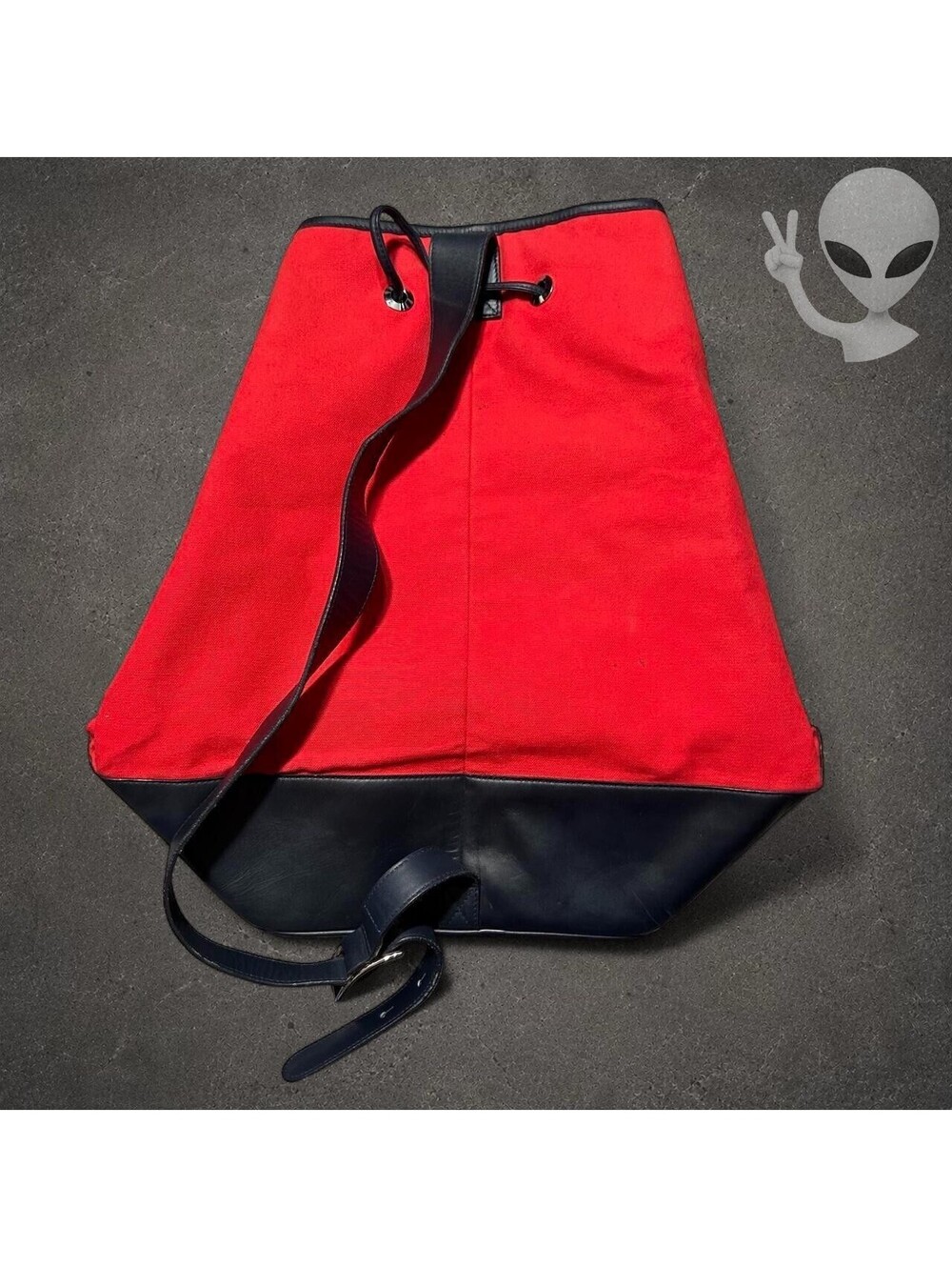 Vintage Ralph Lauren Sport Canvas Drawstring Backpack Bucket Bag Red - Picture 3 of 8